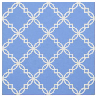 Tissu Bleu de Cornouailles, Blanc Fantastique Quatrefoil