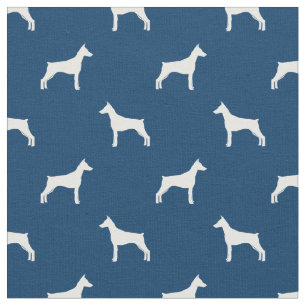 Tissu Bleu de la silhouette de chien Doberman