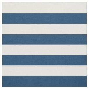 Tissu Bleu de marine, Blancs, Motif rayé