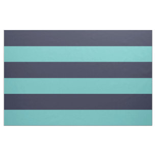 Tissu Bleu de marine et turquoise Large rayures Grande é