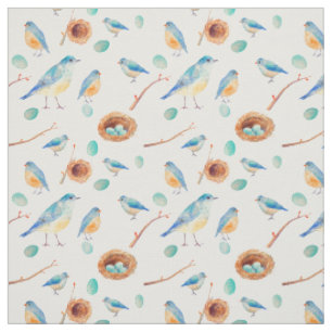Tissu bleu de nid de poussins d'oiseaux