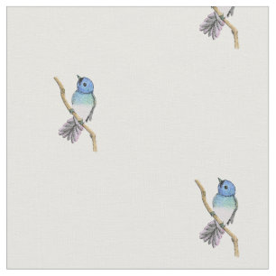 Tissu bleu d'impression d'oiseau