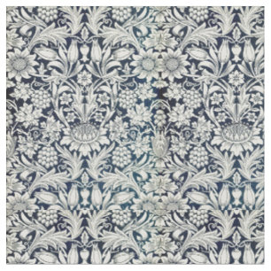 Tissu - Bleu et Blanc Art Nouveau Motif