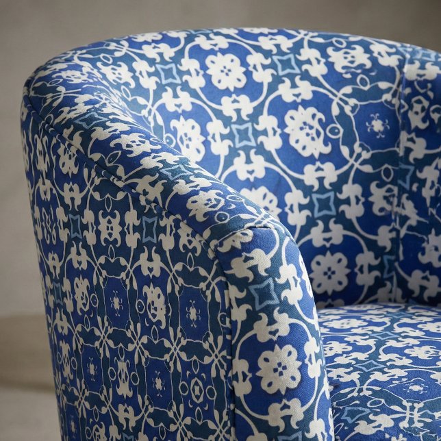 Tissu Bleu et blanc classique élégant Damas motif (Créateur téléchargé)