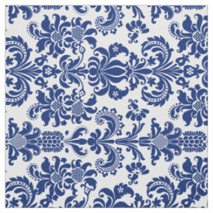Tissu Bleu Floral Damas Custom Yellow Arrière - plan