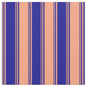 Tissu Bleu foncé et Saumon clair Motif des rayures