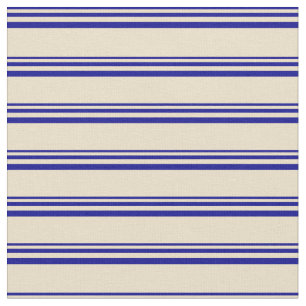 Tissu Bleu foncé et teinté Tan Motif rayé/Linté