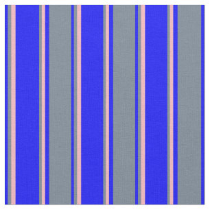 Tissu Bleu, gris ardoise et rayures rose pâle