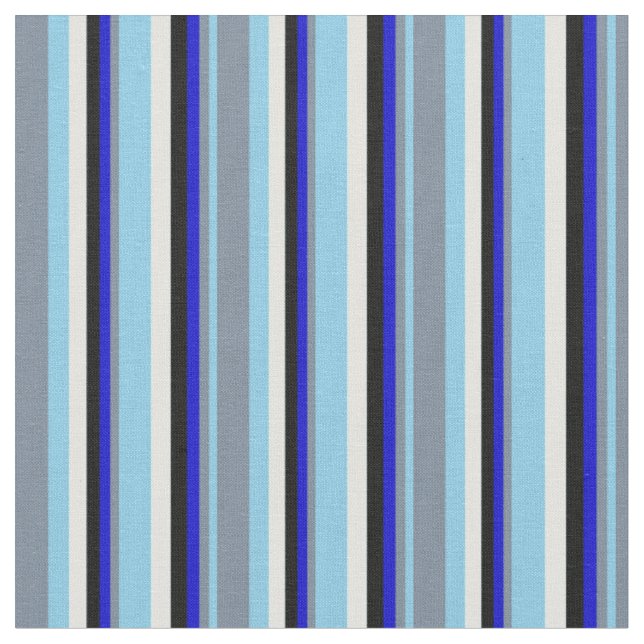 Tissu Bleu, gris ardoise légère, Bleu, Noir & Cyan clair (Fermer)