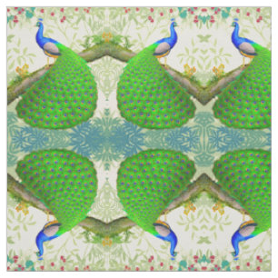 Tissu bleu indien exotique de paon