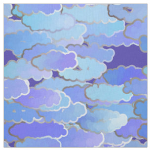 Tissu Bleu japonais de nuages, de crépuscule, de