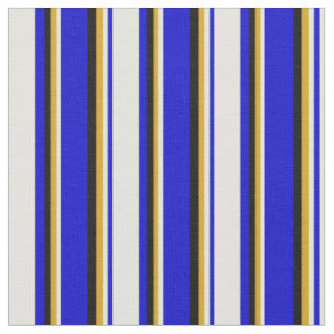 Tissu Bleu, jaune clair, verge d'or et noir