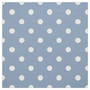 Tissu Bleu moyen pois blancs