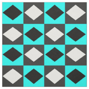 Tissu Bleu noir blanc géométrique Rhombus Diamant