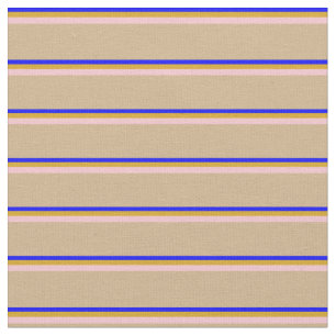 Tissu Bleu, Roue d'or, Rose & Tan Motif des rayures