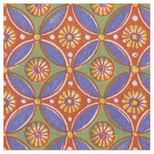 Tissu Bleu rouge Rustique coloré Cercle Egypte Motif d'a