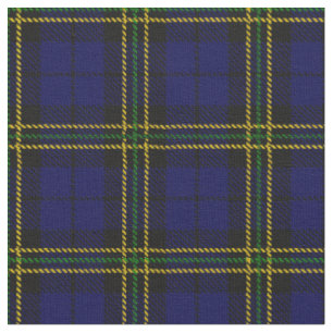 Tissu Bleu royal foncé, vert, jaune, plaid de rayure