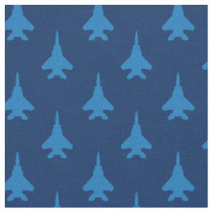 Tissu Bleu sur Bleu Strike Aigle Fighter Jet Motif