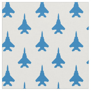Tissu Bleu sur Motif blanc F-15 Fighter Jet