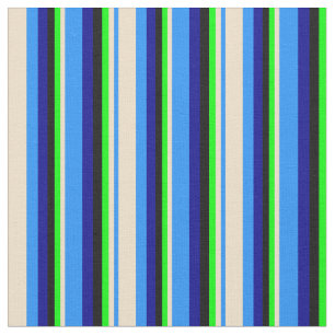 Tissu Bleu, Tan, Lime, Noir et Bleu foncé