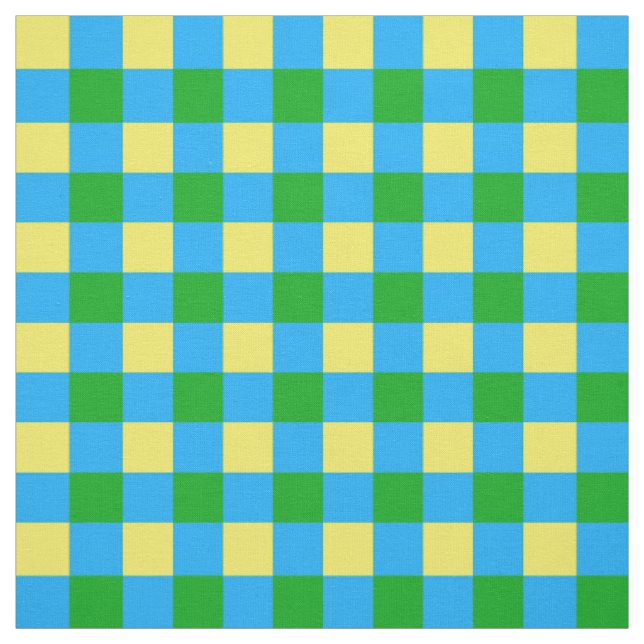 Tissu Bleu Vert Jaune Chèque Plaid Design Motif (Échantillon)
