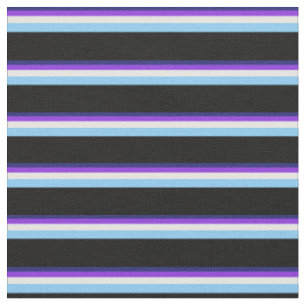 Tissu Bleu, Violet, Blanc, Ciel clair Bleu & Noir