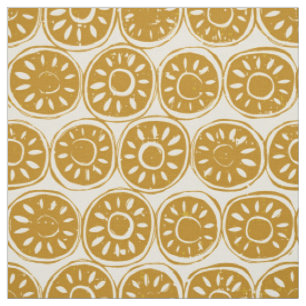 Tissu bloc de fleurs ivoire or