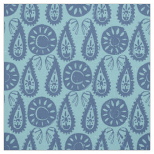 Tissu bloc paisley bleu