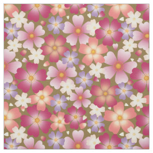 Tissu Blossoms mixtes Dreamy sur Olive Medium Scale Flor