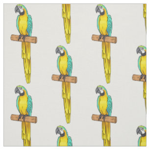 Tissu Blue-and-yellow macaw bird cartoon illustration