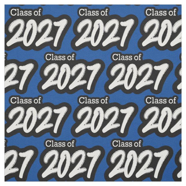 Tissu Blue Bold Brush Class of 2027 (Échantillon)