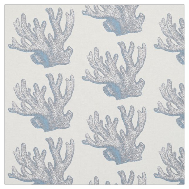 Tissu Blue Coral Juul Coastal Beach House Fabric (Échantillon)