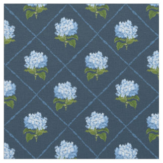 Tissu Blue Hydrangea Grandmillennial Navy Blue