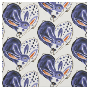 Tissu Blue Snuggle Bunny Love Rabbit Coeur Design mignon