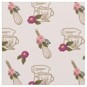 Tissu Blush Pink Chic Floral Whisk & Stand Mixer Motif