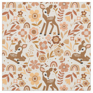 Tissu Boeuf mignon cerf modèle floral