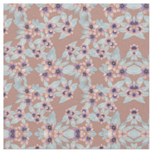 Tissu Bohème Terracotta rose Fleurs Aquarelle
