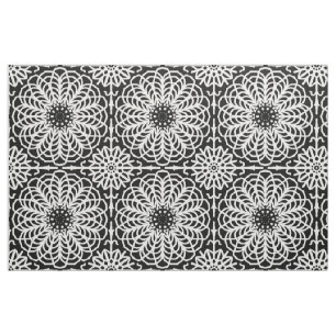 Tissu Boho Abstrait géométrique blanc noir