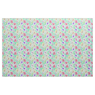 Tissu Boho Art Nouveau Floral Aquarelle Motif