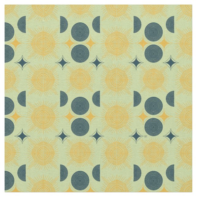 Tissu Boho Celestial Sun Moon Motif (Fermer)