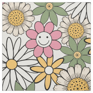 Tissu Boho Daisy Flowers les années 70 Floral Super