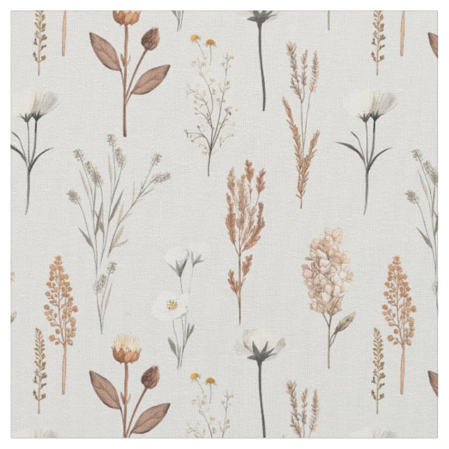 Tissu Boho Fleurs sauvages mauvaises herbes rustique  (Fermer)
