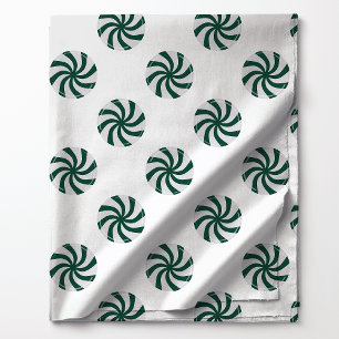 Tissu Bonbon Tourbillon au poivre vert et blanc et à la