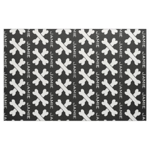 Tissu Bones croisées noires et blanches Motif personnali