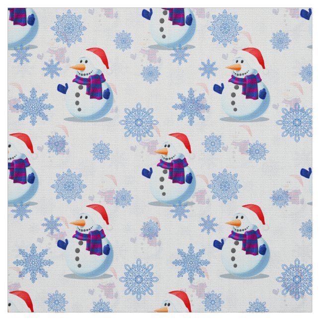 Tissu Bonhomme de neige de Noël (Échantillon)