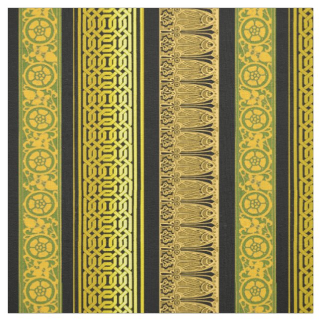 Tissu Bordures rétro en or (Échantillon)