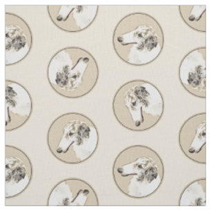 Tissu Borzoi Argent Brindle Peinture Wolfhound Chien Art