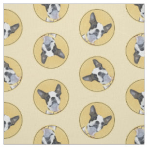 Tissu Boston Terrier Peinture noir et blanc Chien Art