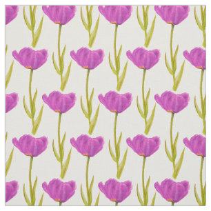 Tissu botanique d'aquarelle de tulipe pourpre de
