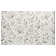 Tissu Botaniques Murmurants | Floral Ginkgo Olive